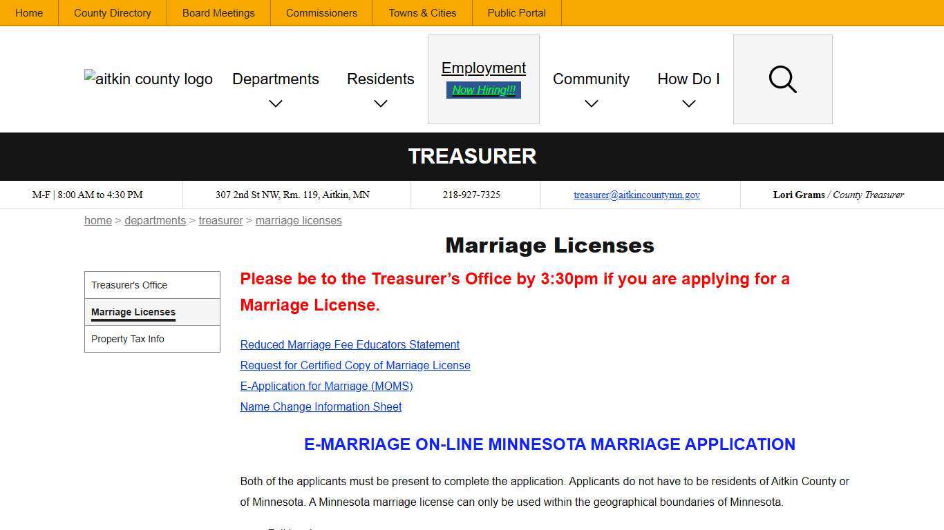 Marriage Licenses Aitkin County, MN